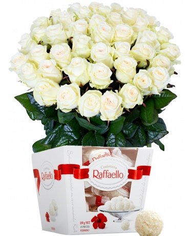 BÍLÉ RŮŽE + RAFFAELLO 150g