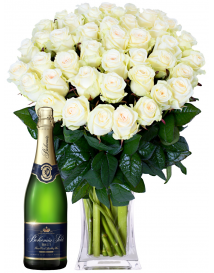бели роза + шампанское