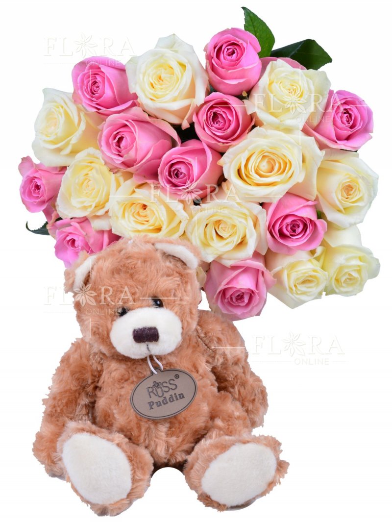 Roses + Plush Bear