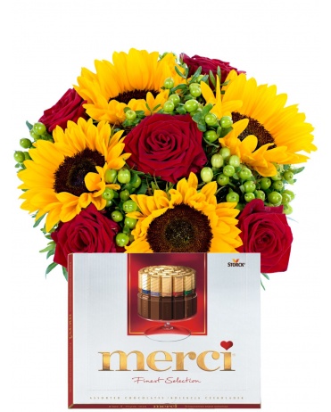 Slnečnica + ruže set 2