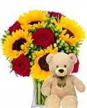 Gift set - bouquet + plush bear