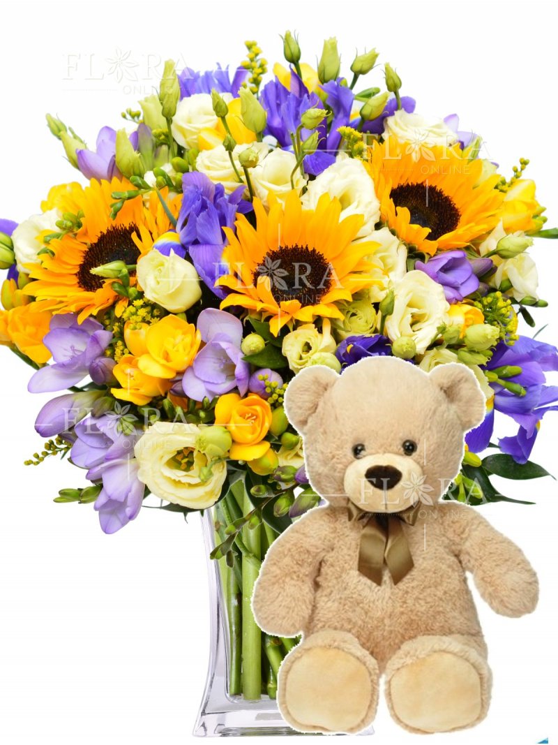 Gift set - bouquet + plush bear