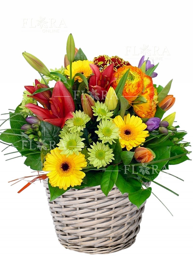 Colorful flower basket - flora online