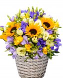 Разнообразная цветочная корзина - подсолнечник