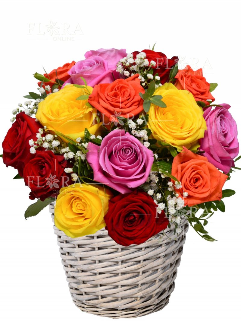 Красочная цветочная корзина - доставка цветов