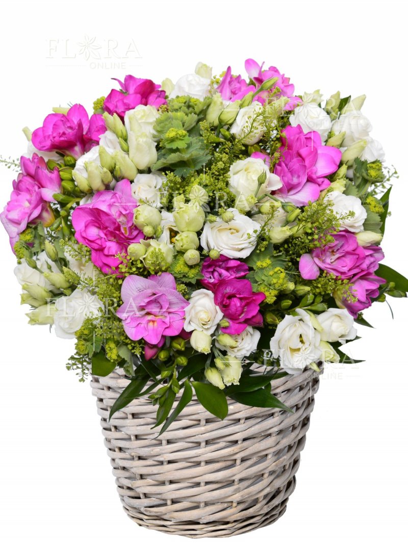 Flower basket - freesia and eustomes