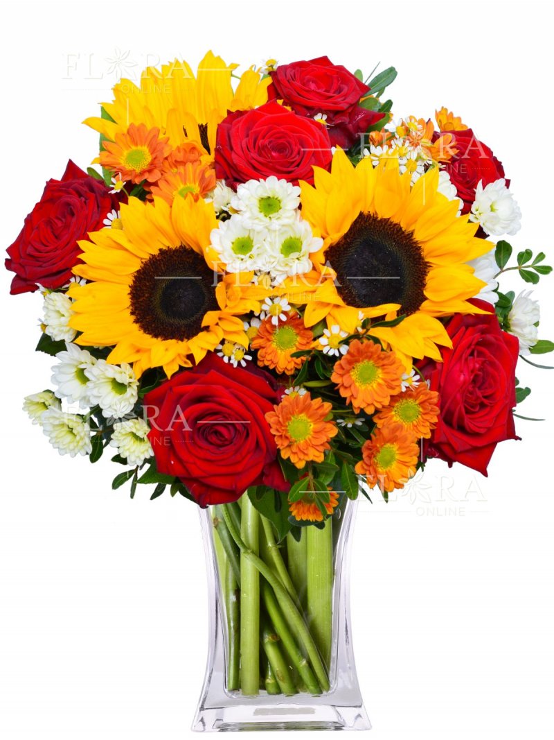 Míchaná kytice ze slunečnic - rozvoz květin