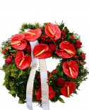 Доставка цветов - красный похоронный венок
