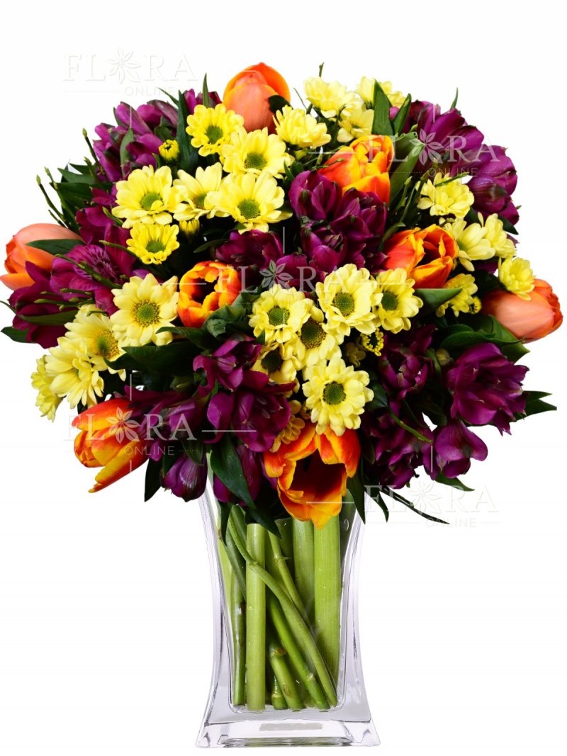 Multicolored spring bouquet Tulia