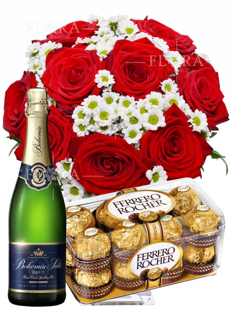 Bouquet + champagne - flowers online