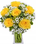 žluté růže + santiny : květiny online