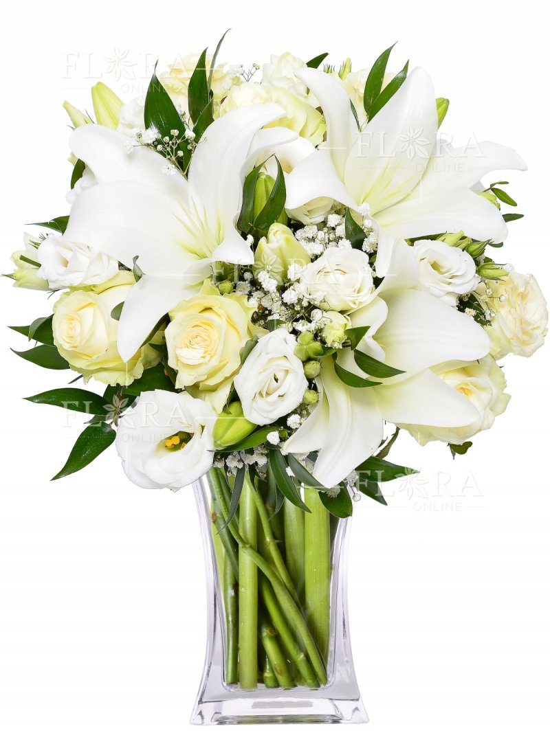 White bouquet: delivery of flowers