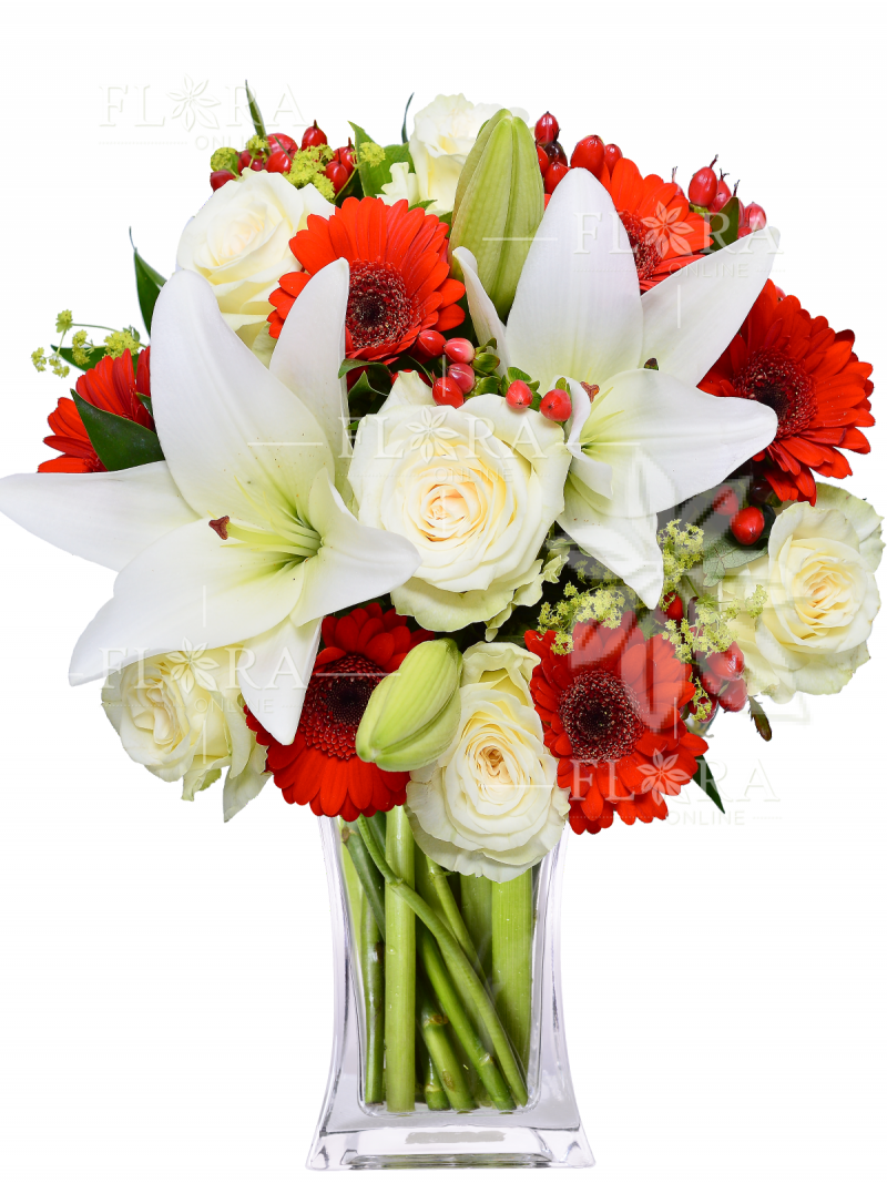 White Roses + White Lilies - Flowers Online