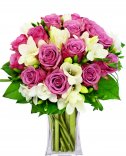 Pink roses + Freesia