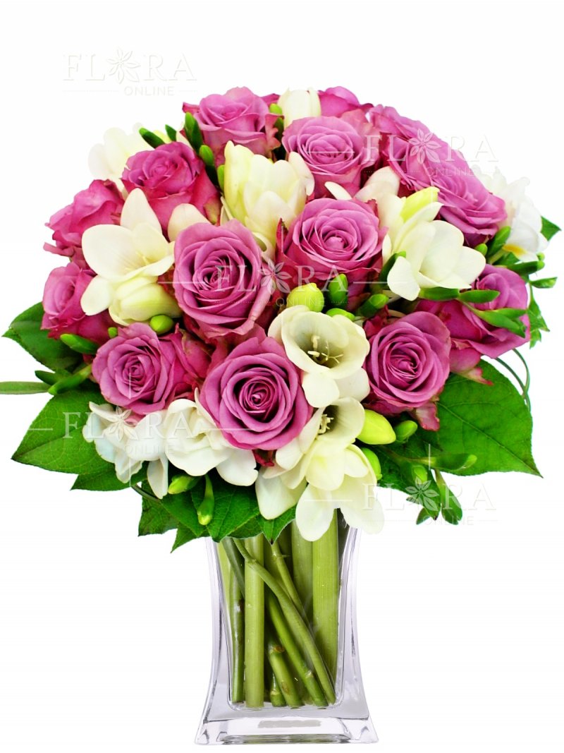 Pink roses + Freesia