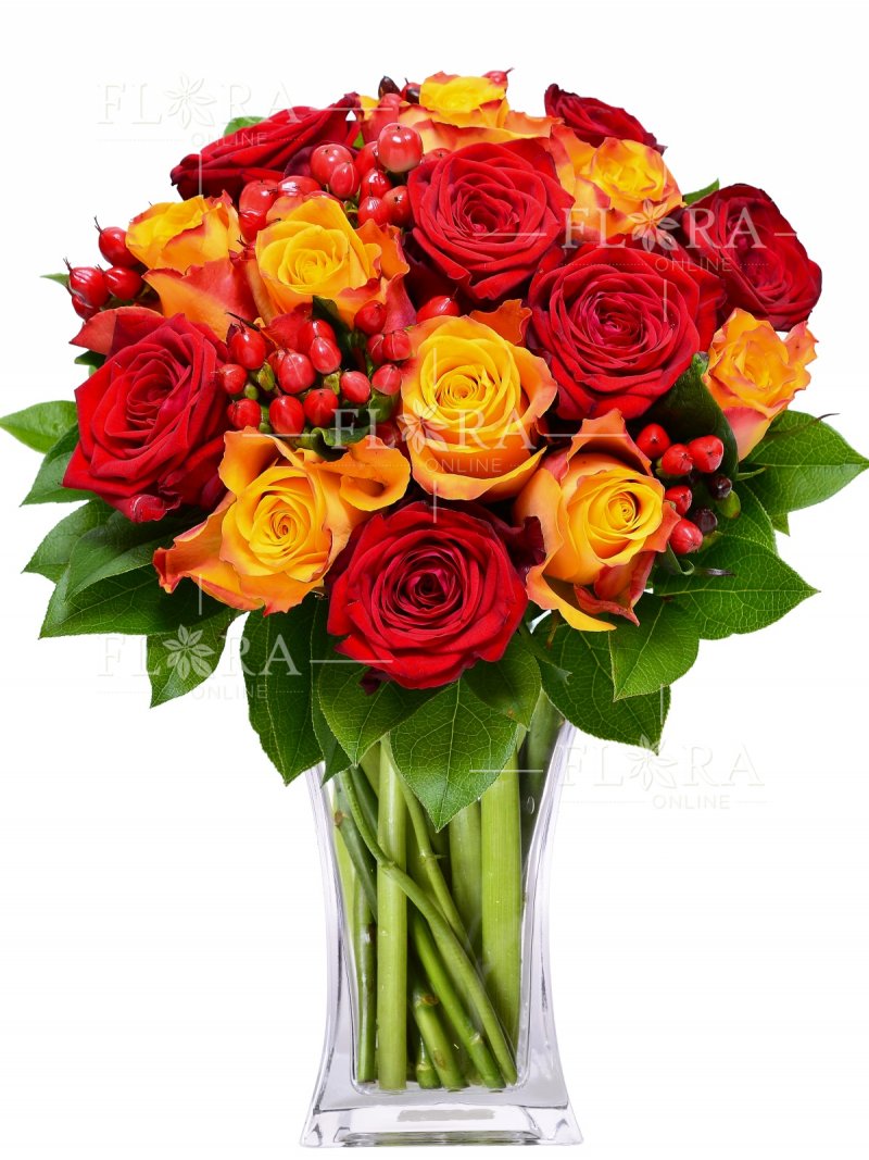 Red roses + orange roses