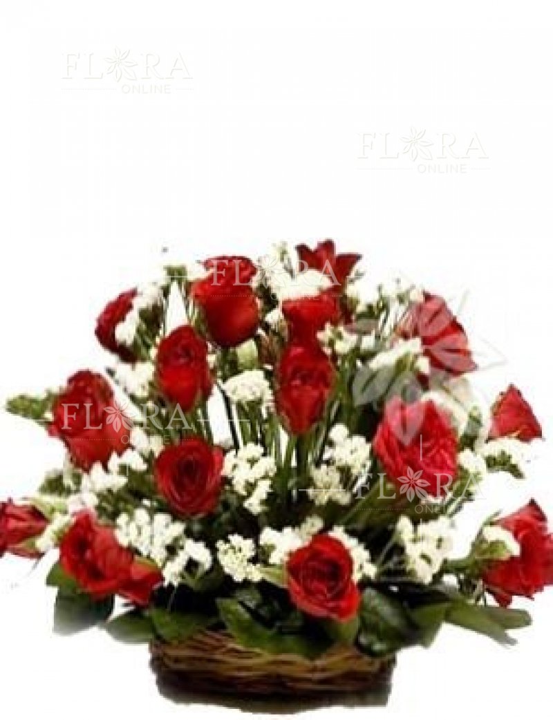 Kvetinový košík - červené ruže