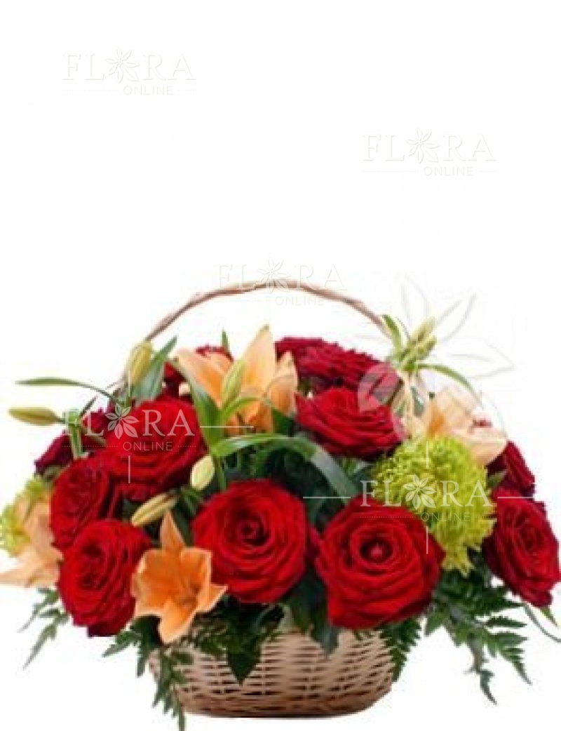 Flower basket - rose and lily