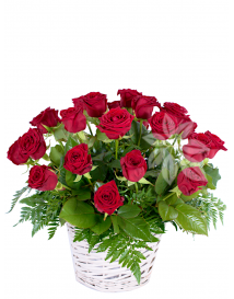 Flower basket of red roses