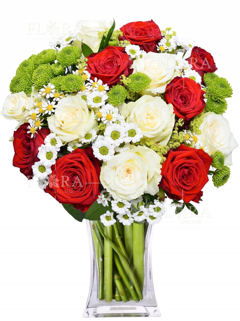 Mixed bouquet of roses and Santines: flower delivery